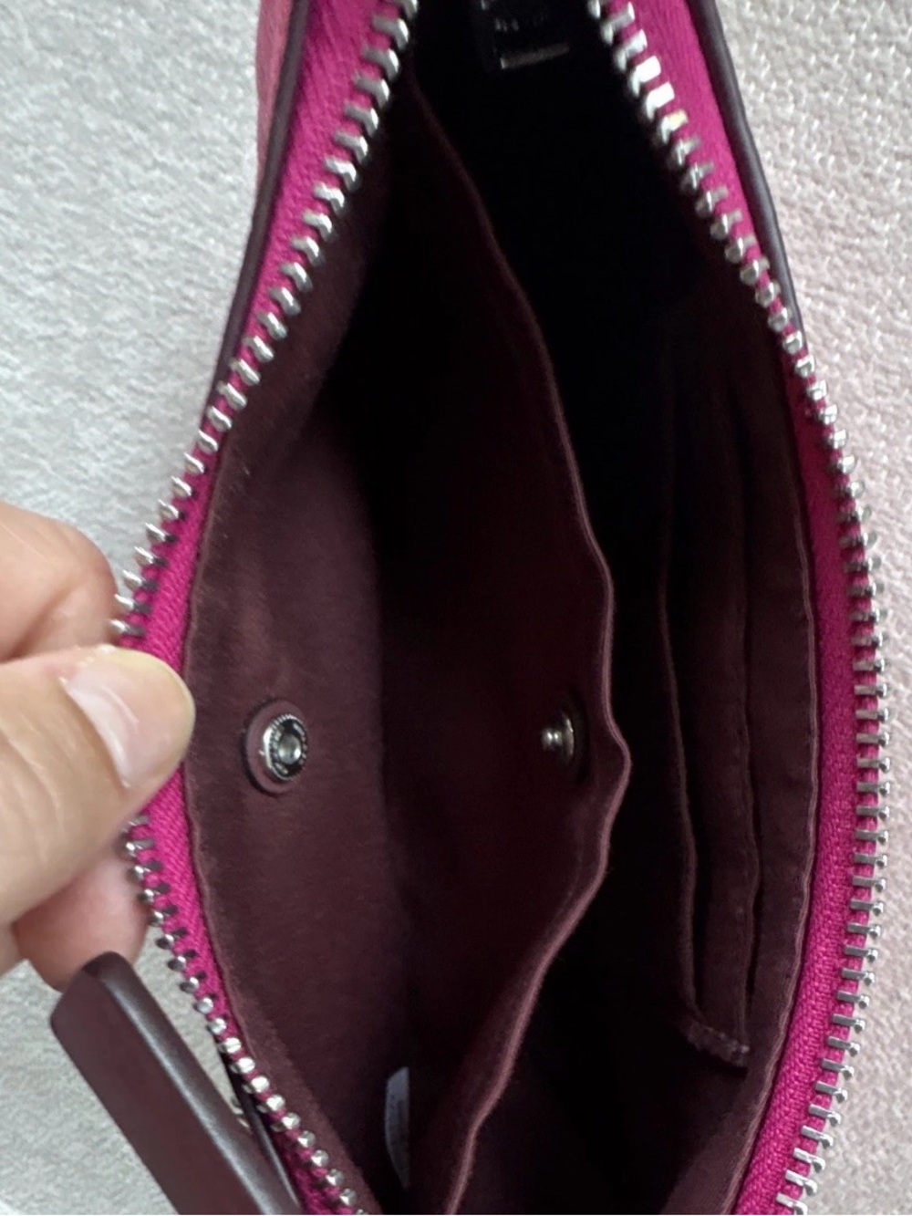 WORN ONCE - Coach “Teri” Hot Pink Leather Mini with Silver Chain & Crossbody - Picture 7 of 7